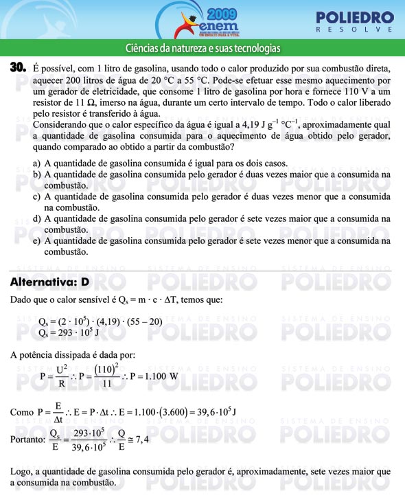 Questão 30 - Prova - ENEM 2009