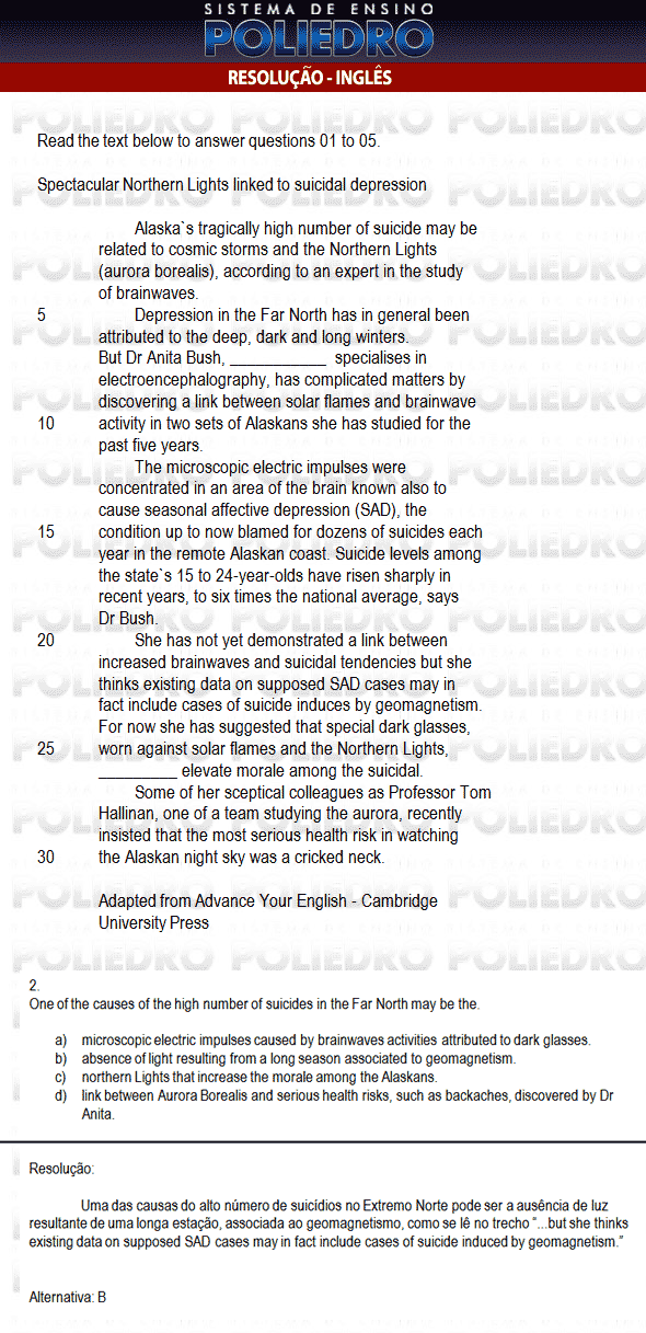 Questão 2 - Inglês e Matemática - AFA 2010