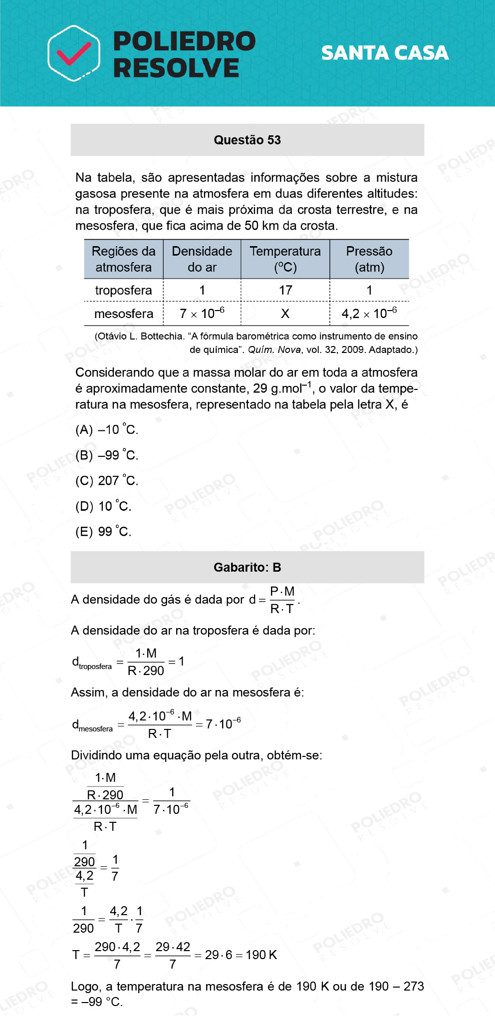 Questão 53 - 1º Dia - SANTA CASA 2022