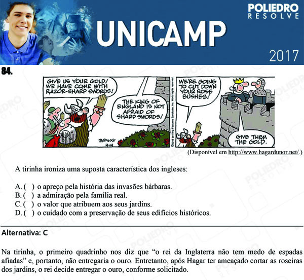 Questão 84 - 1ª Fase - UNICAMP 2017