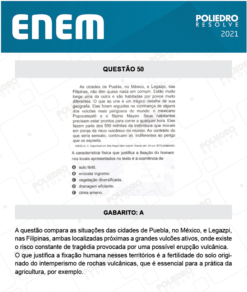 Questão 50 - 1º DIA - Prova Branca - ENEM 2020