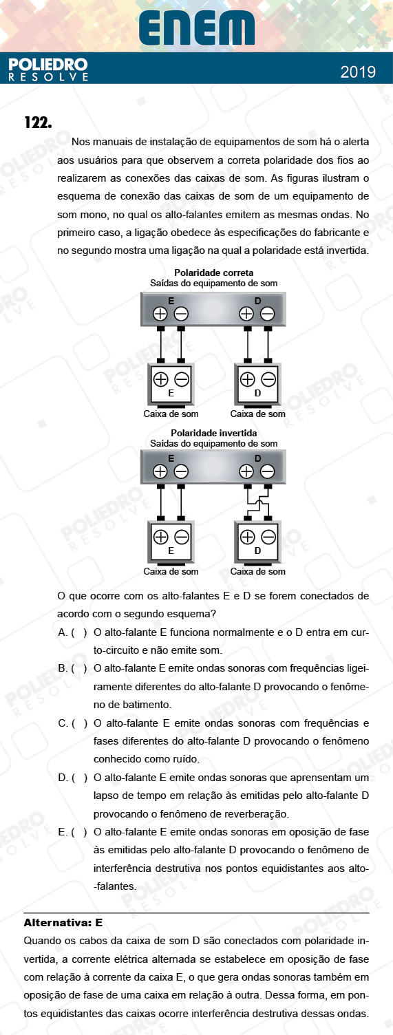 Questão 122 - 2º Dia - Prova CINZA - ENEM 2018