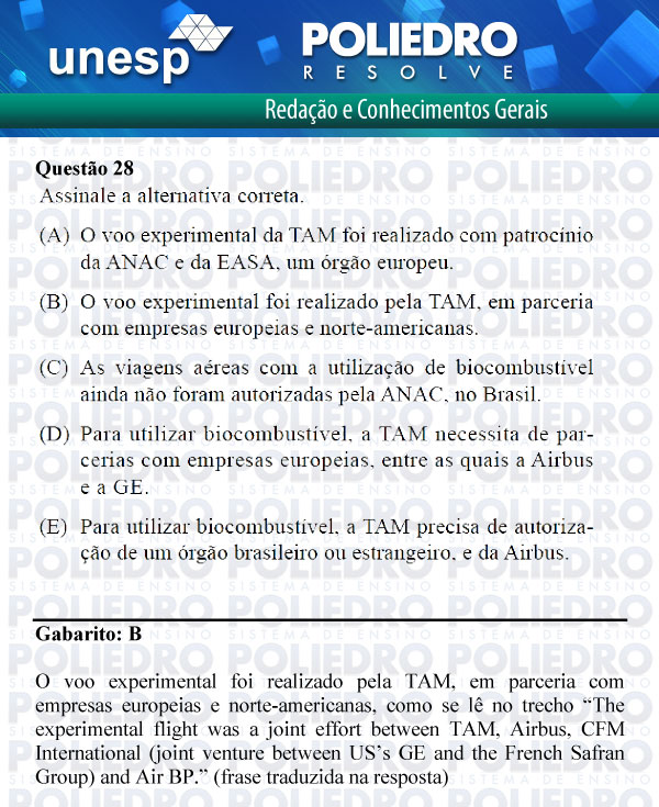 Questão 28 - 1ª Fase - UNESP 2012