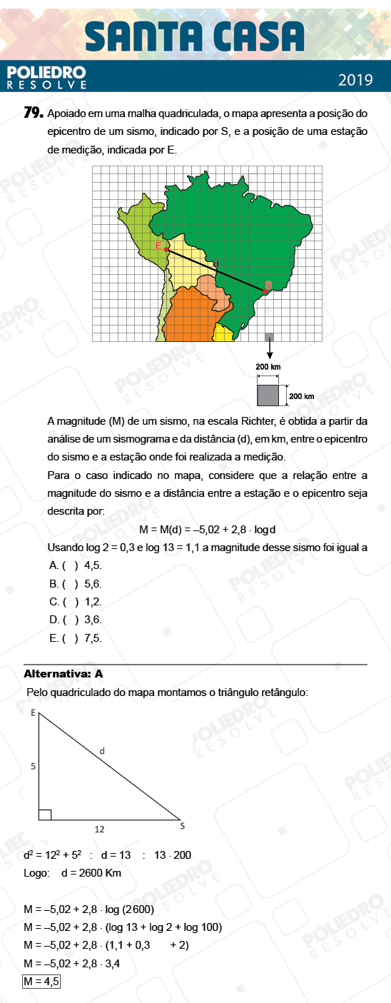 Questão 79 - 2º Dia - Objetivas - SANTA CASA 2019