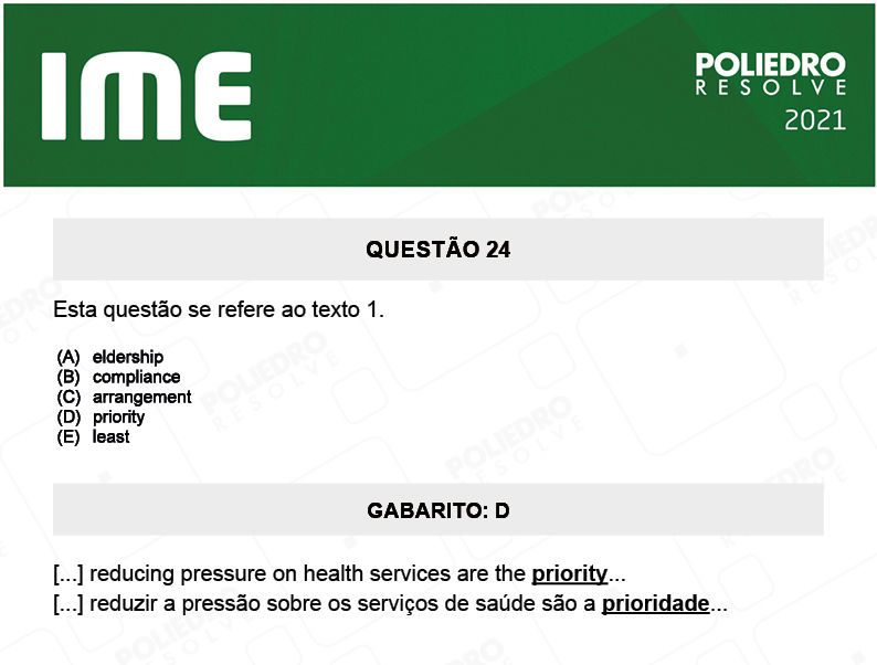 Questão 24 - 2ª Fase - Português/Inglês - IME 2021