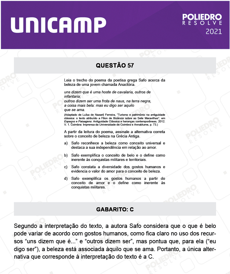 Questão 57 - 1ª Fase - 1º Dia - E e G - UNICAMP 2021