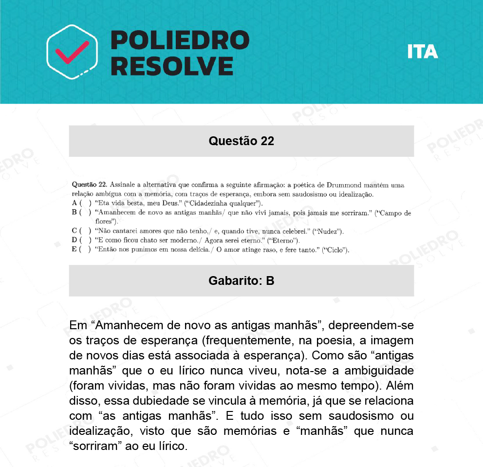 Questão 22 - 1ª Fase - ITA 2022