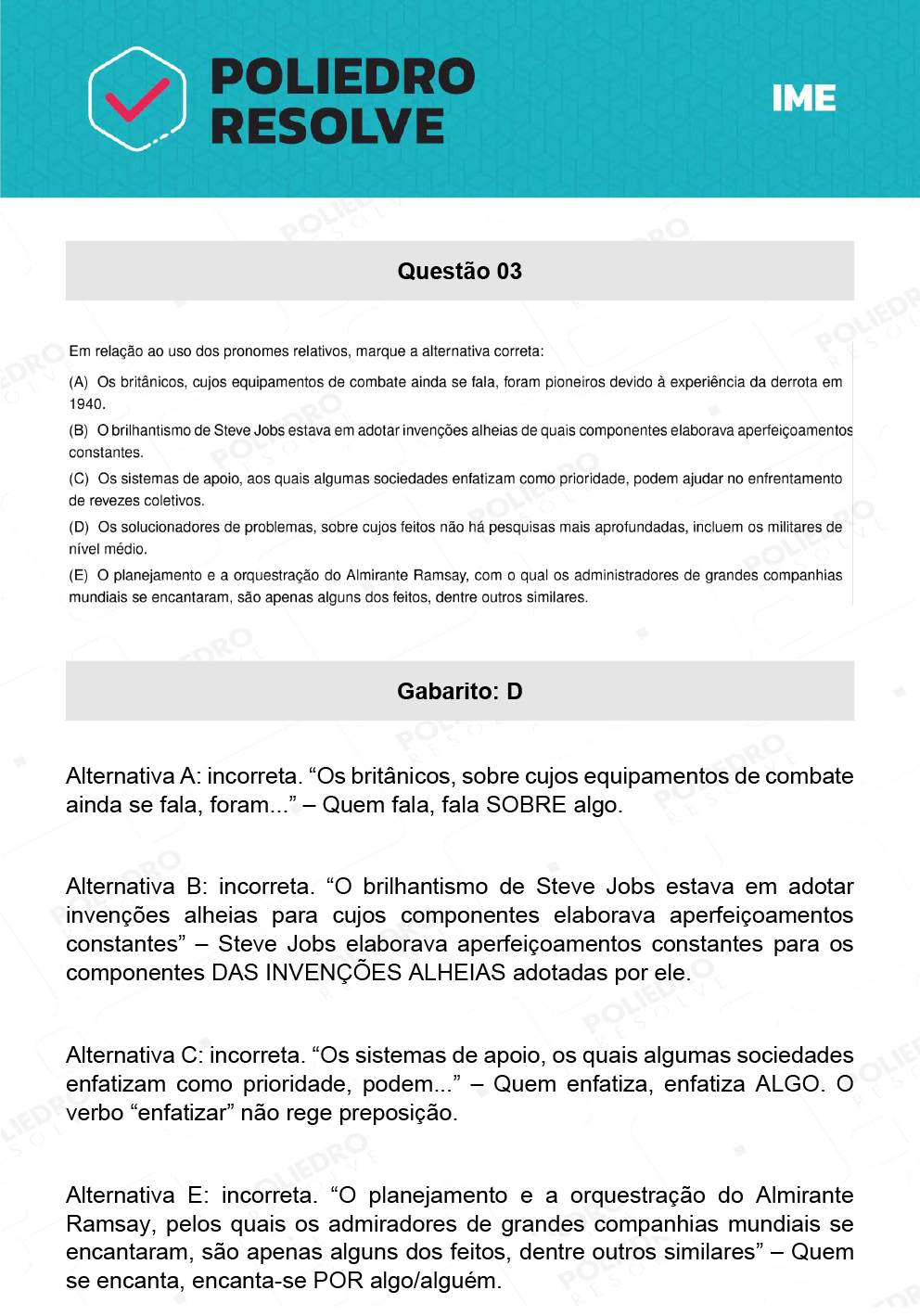 Questão 3 - 2ª Fase - Português/Inglês - IME 2022