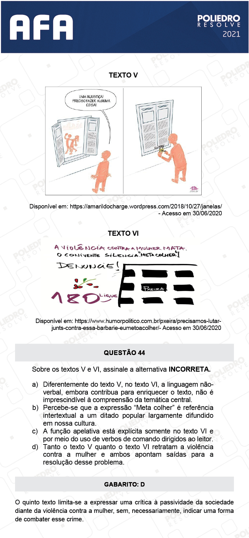 Questão 44 - Prova Modelo A - AFA 2021