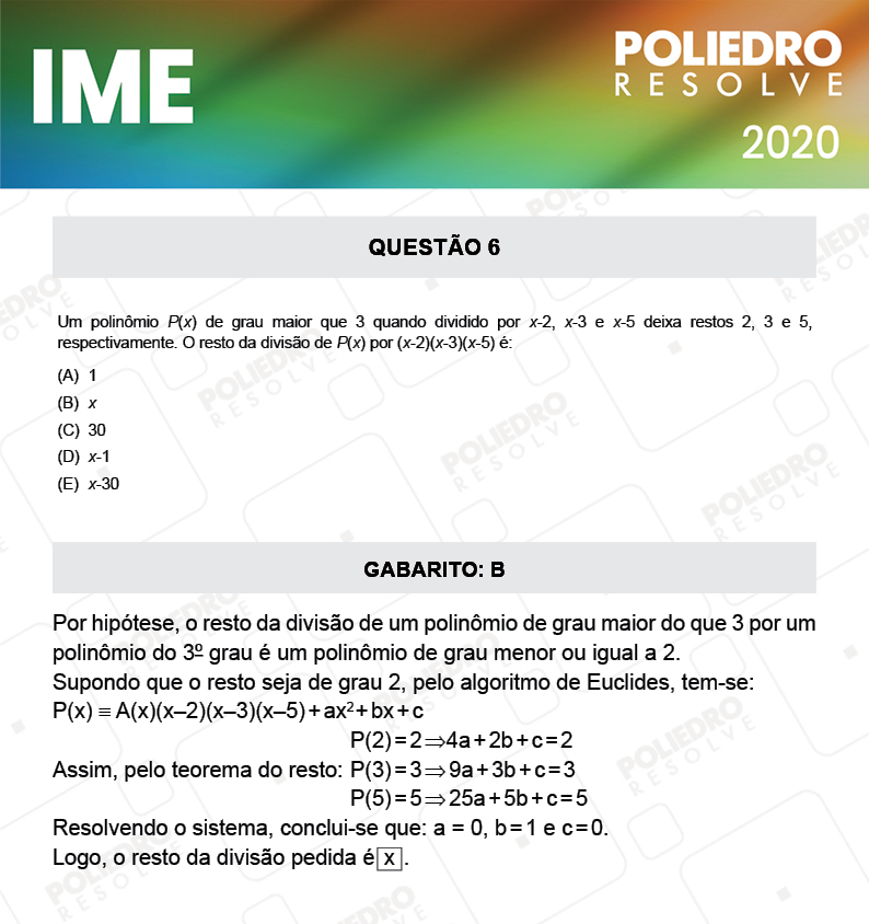 Questão 6 - 1ª Fase - IME 2020