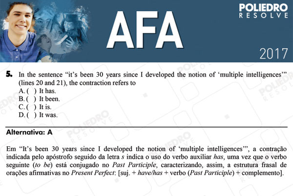 Questão 5 - Prova Modelo B - AFA 2017