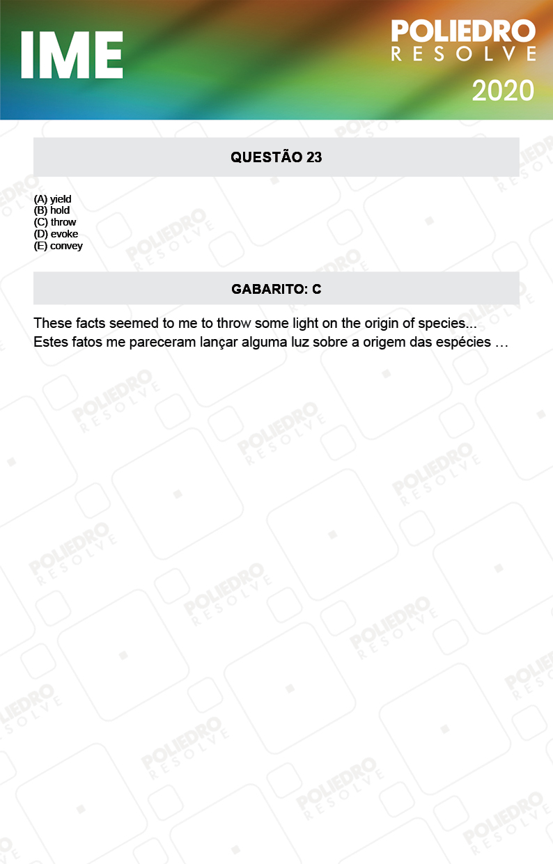 Questão 23 - 2ª Fase - Português/Inglês - IME 2020