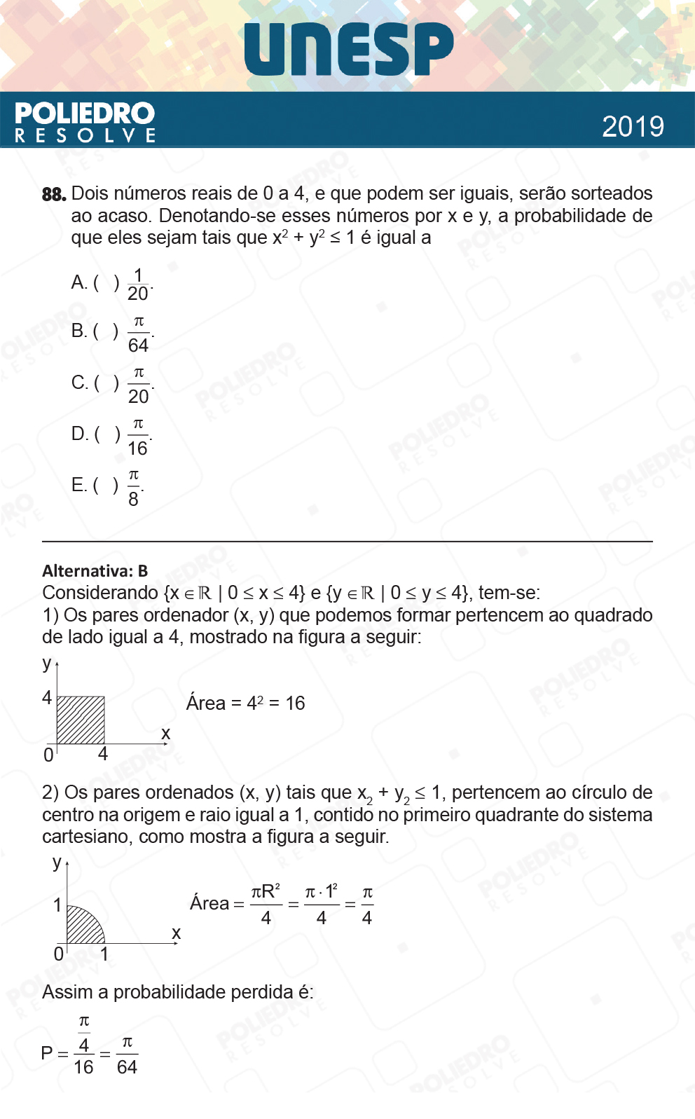 Questão 88 - 1ª Fase - UNESP 2019