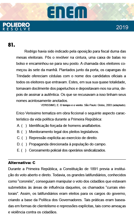 Questão 81 - 1º Dia - Prova BRANCA - ENEM 2018