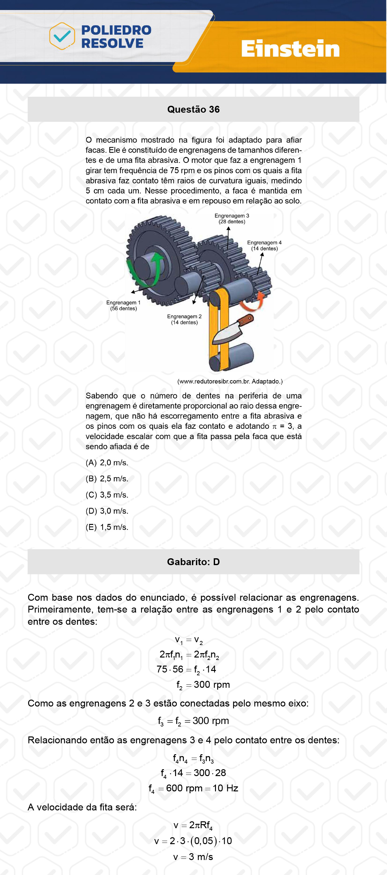 Questão 36 - Fase única - EINSTEIN 2024