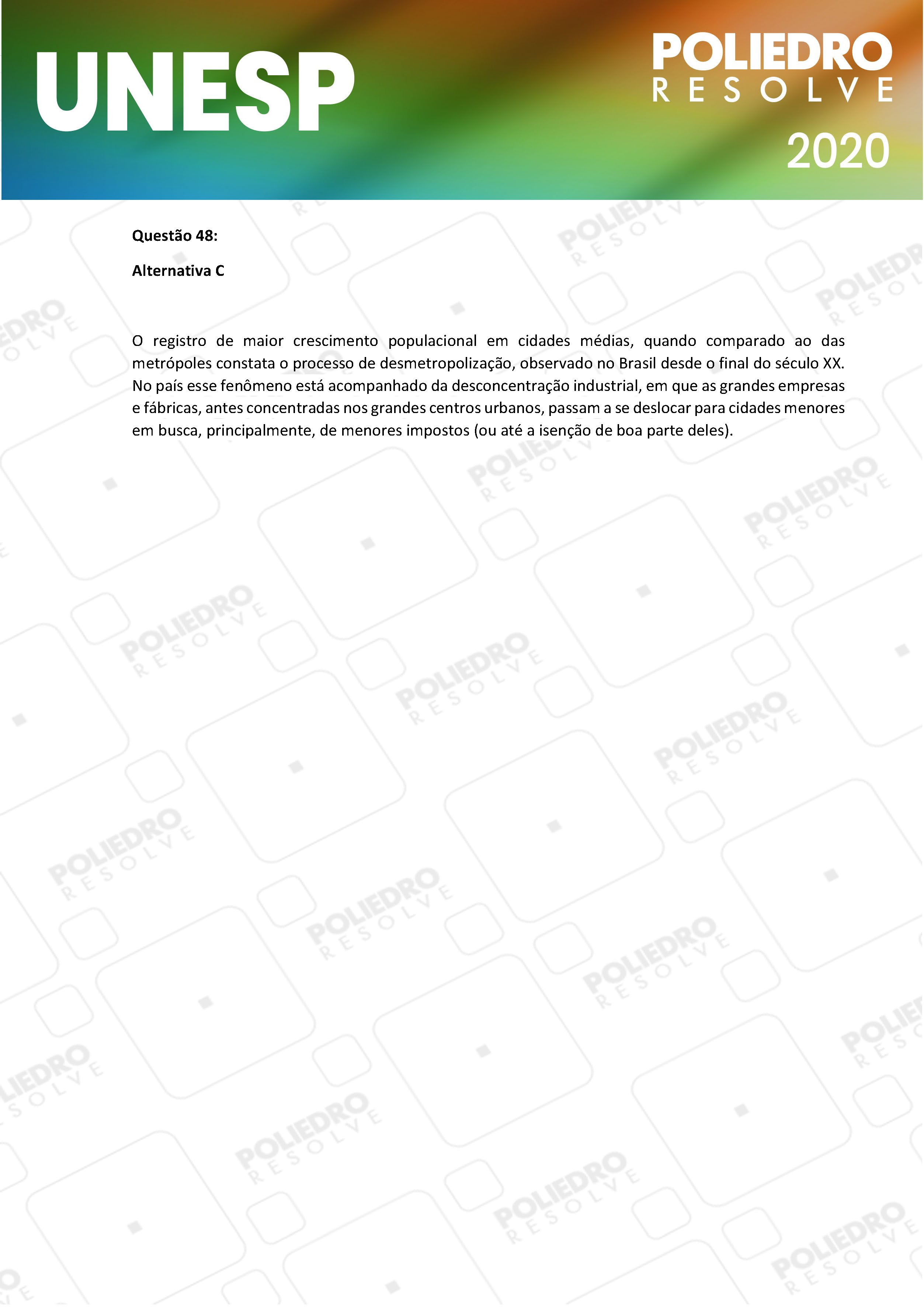 Questão 48 - 1ª Fase - UNESP 2020