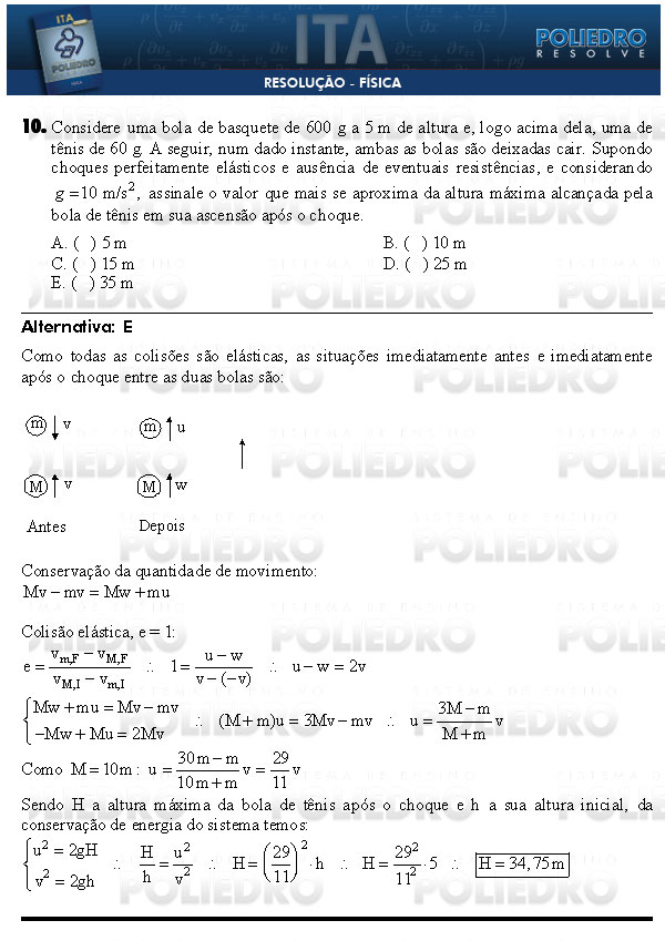 Questão 10 - Física - ITA 2009