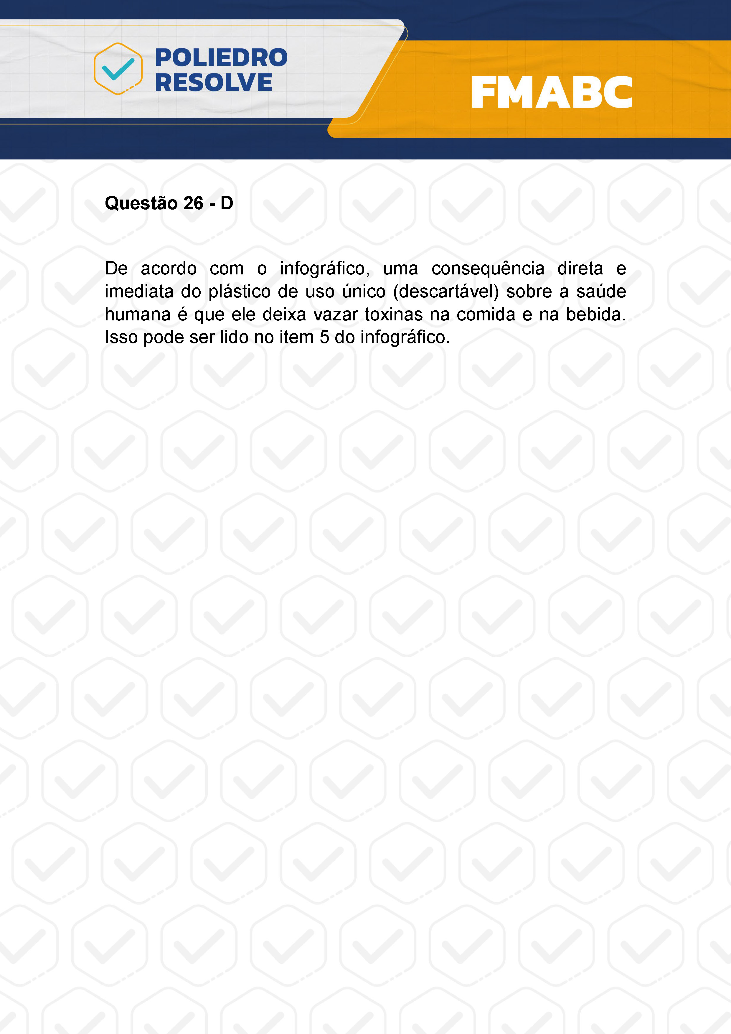 Questão 26 - Fase única - FMABC 2024