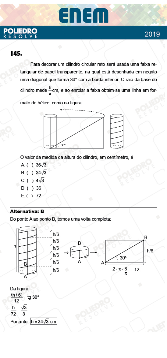 Questão 145 - 2º Dia - Prova CINZA - ENEM 2018