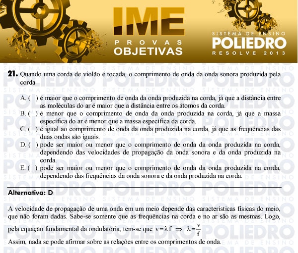 Questão 21 - Objetiva - IME 2013