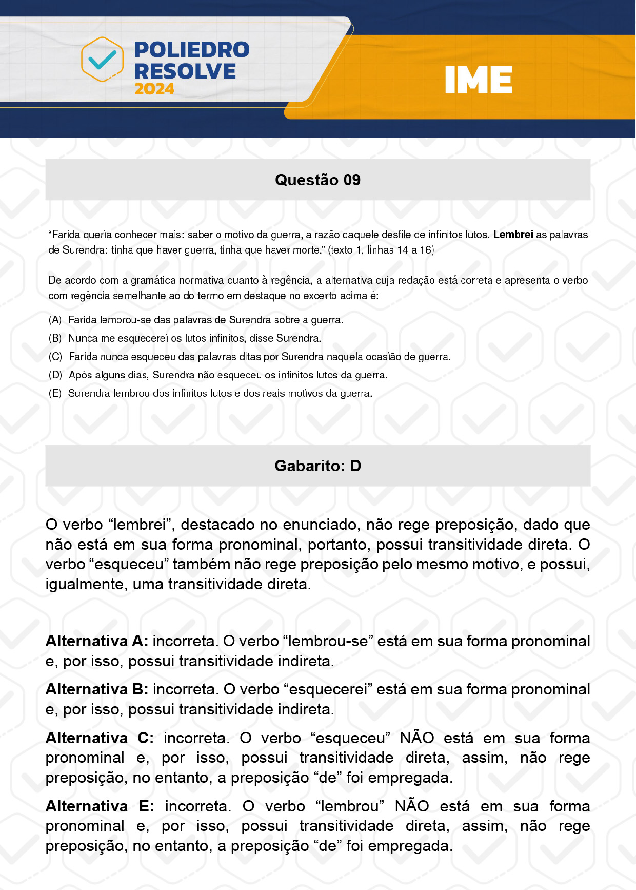 Questão 9 - 2ª Fase - 4º Dia - IME 2024