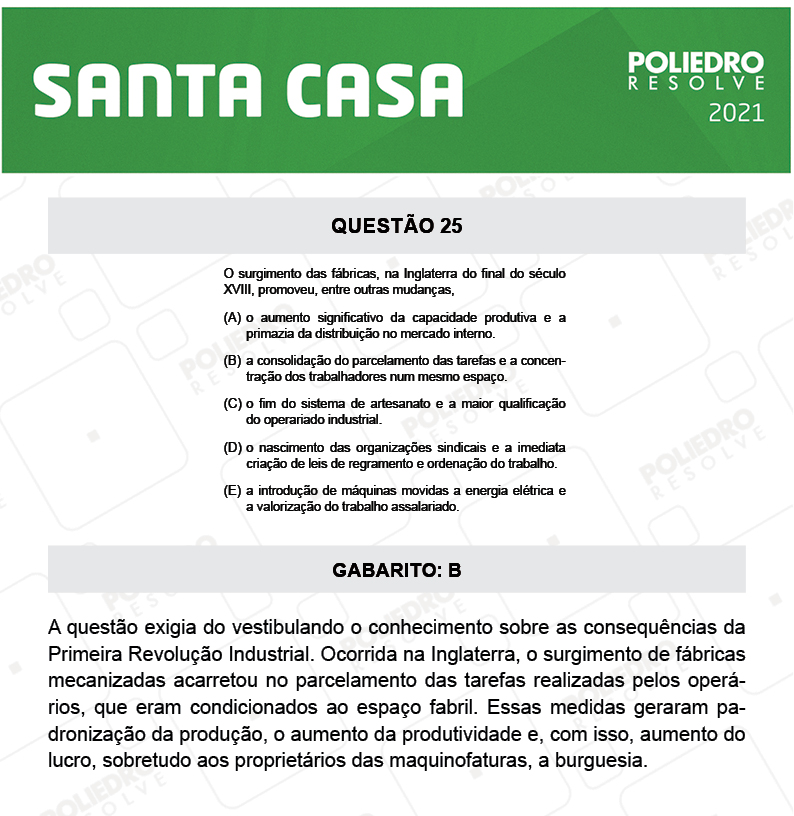 Questão 25 - 1º Dia - SANTA CASA 2021