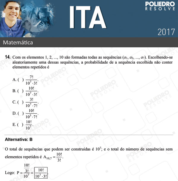 Questão 14 - Matemática - ITA 2017