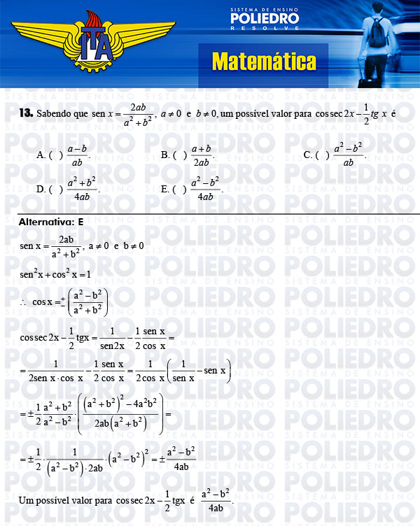 Questão 13 - Matemática - ITA 2014