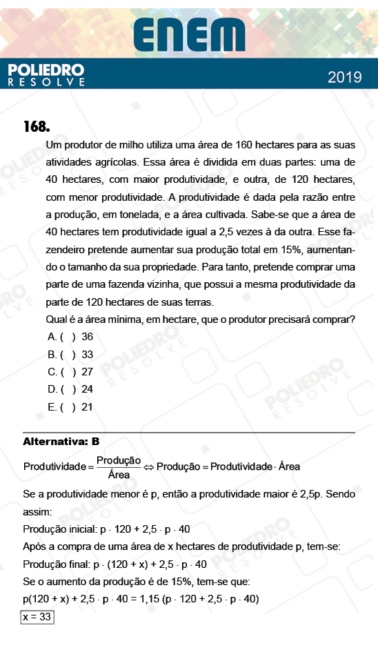 Questão 168 - 2º Dia - Prova ROSA - ENEM 2018