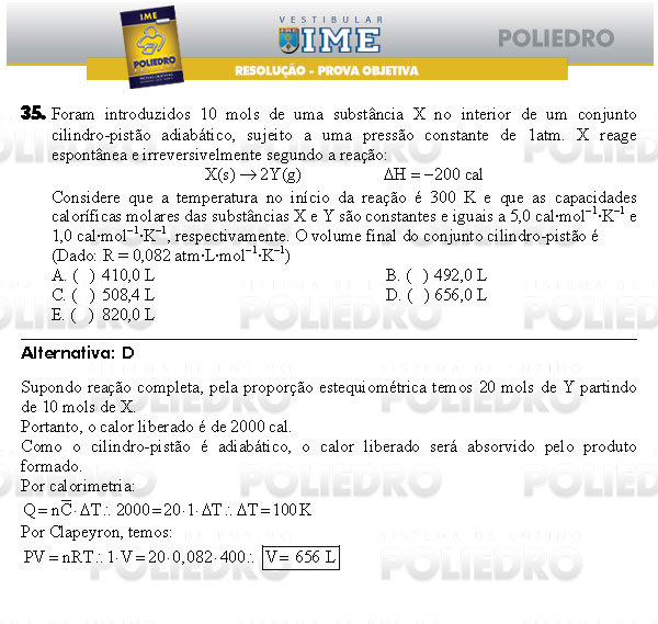 Questão 35 - Objetiva - IME 2009