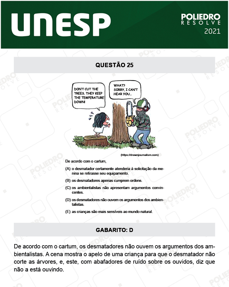 Questão 25 - 1ª Fase - 2º Dia - UNESP 2021