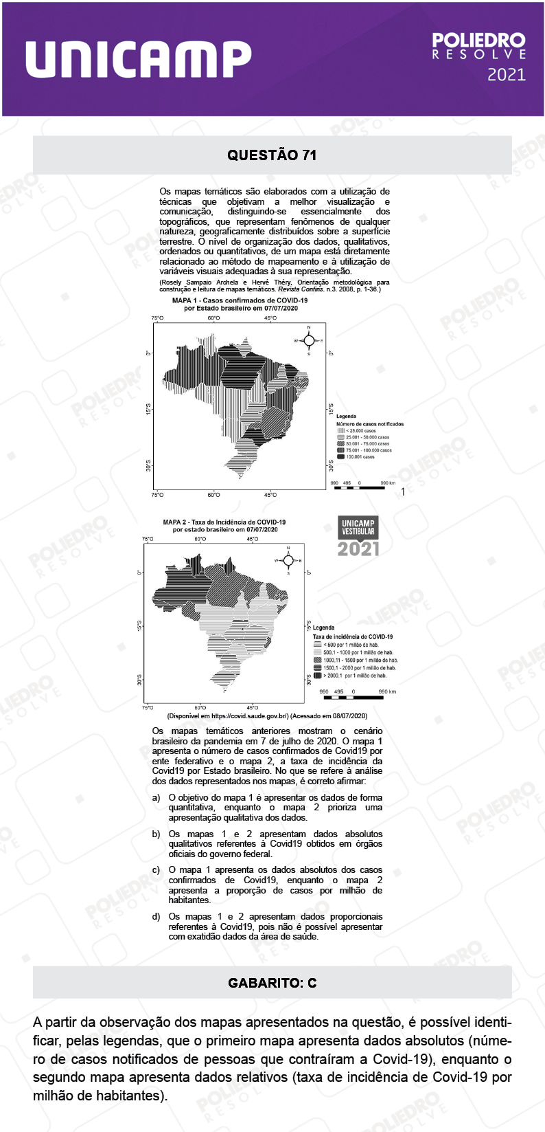 Questão 71 - 1ª Fase - 1º Dia - E e G - UNICAMP 2021