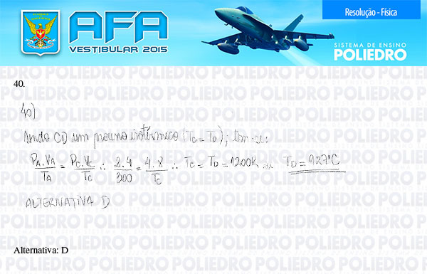 Questão 40 - Prova Modelo B - AFA 2015