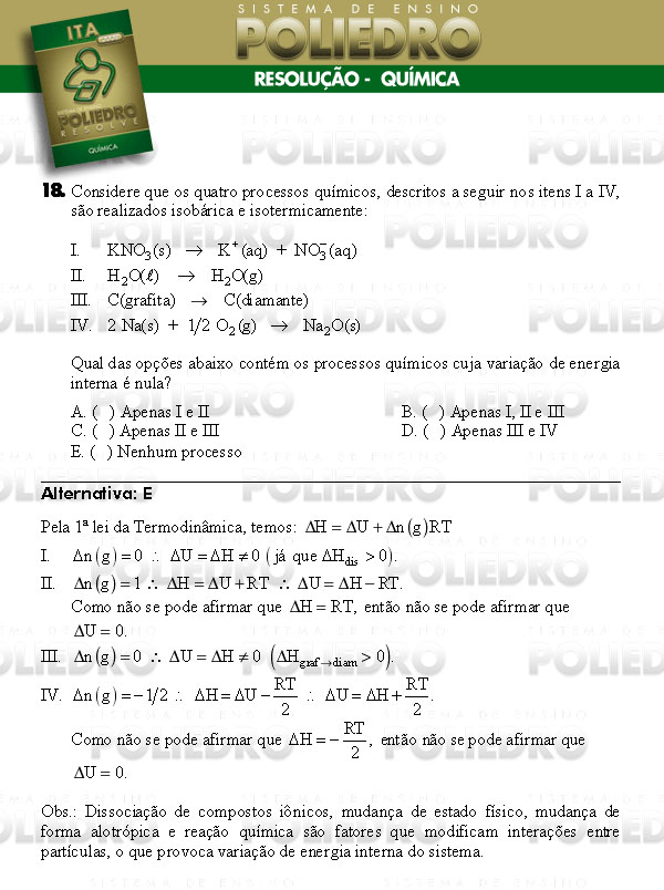 Questão 18 - Química - ITA 2008