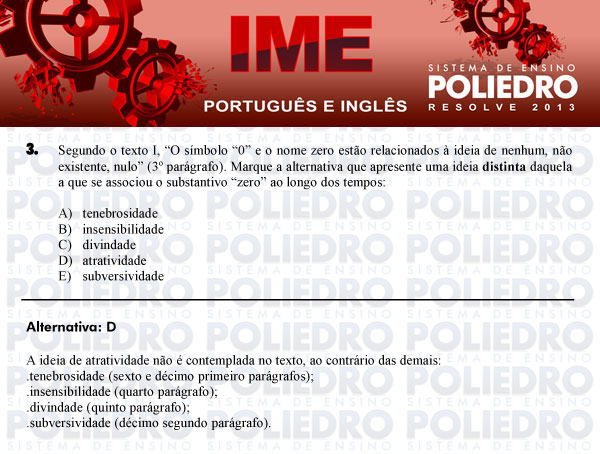 Questão 3 - Português e Inglês - IME 2013