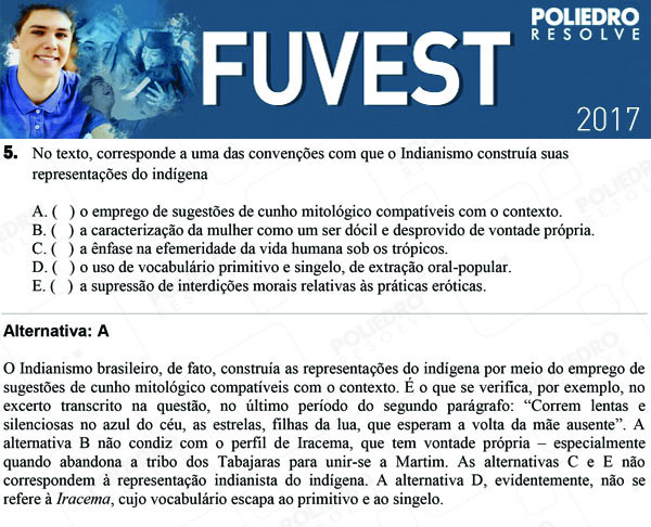 Questão 5 - 1ª Fase - FUVEST 2017