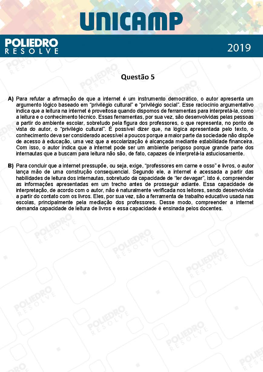 Dissertação 5 - 2ª Fase - 1º Dia - UNICAMP 2019