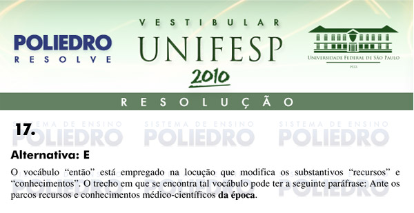 Questão 17 - Português e Inglês - UNIFESP 2010