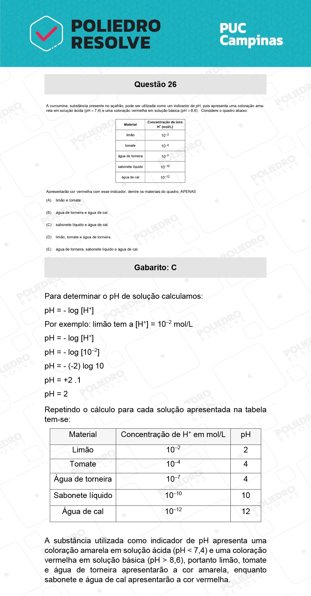 Questão 26 - Prova Geral e Medicina - PUC-Campinas 2022