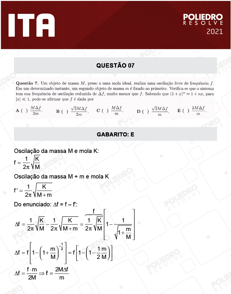 Questão 7 - 1ª Fase - ITA 2021