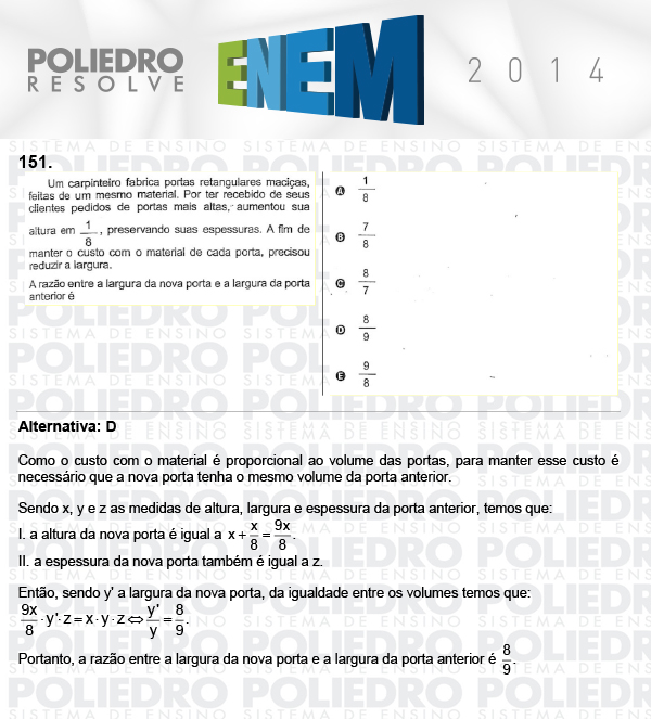 Questão 151 - Domingo (Prova Cinza) - ENEM 2014