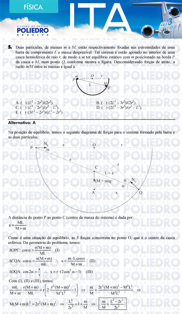 Questão 5 - Física - ITA 2013