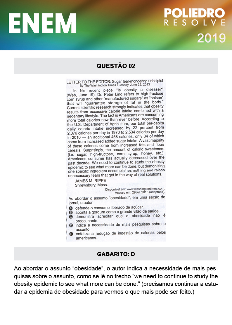 Questão 2 - 1º DIA - PROVA AZUL - ENEM 2019