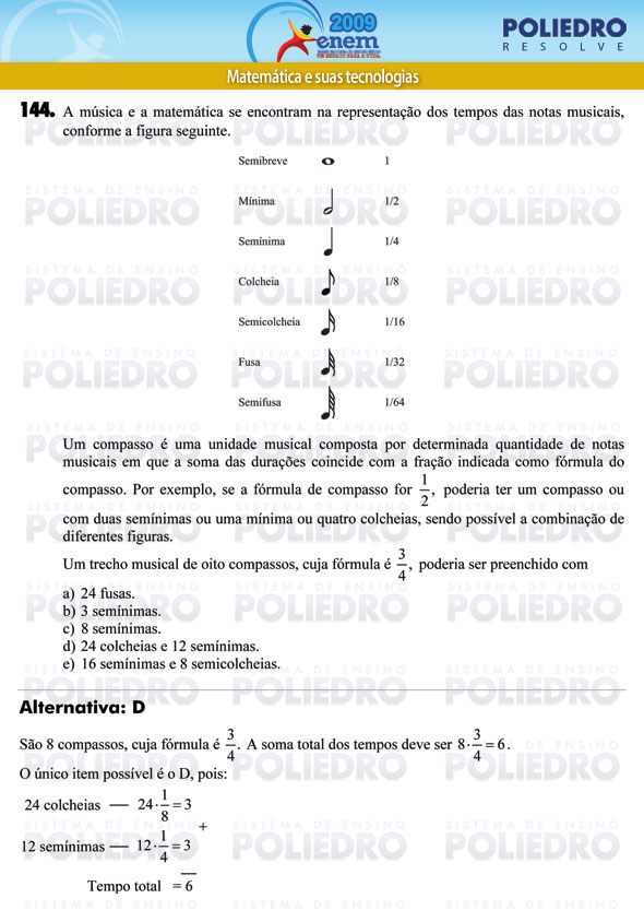 Questão 144 - Prova - ENEM 2009