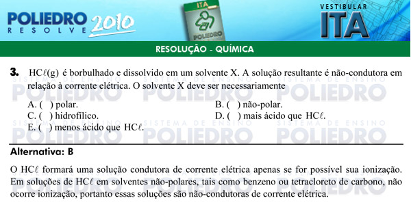 Questão 3 - Química - ITA 2010