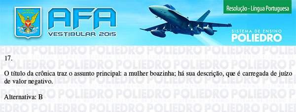 Questão 17 - Prova Modelo B - AFA 2015