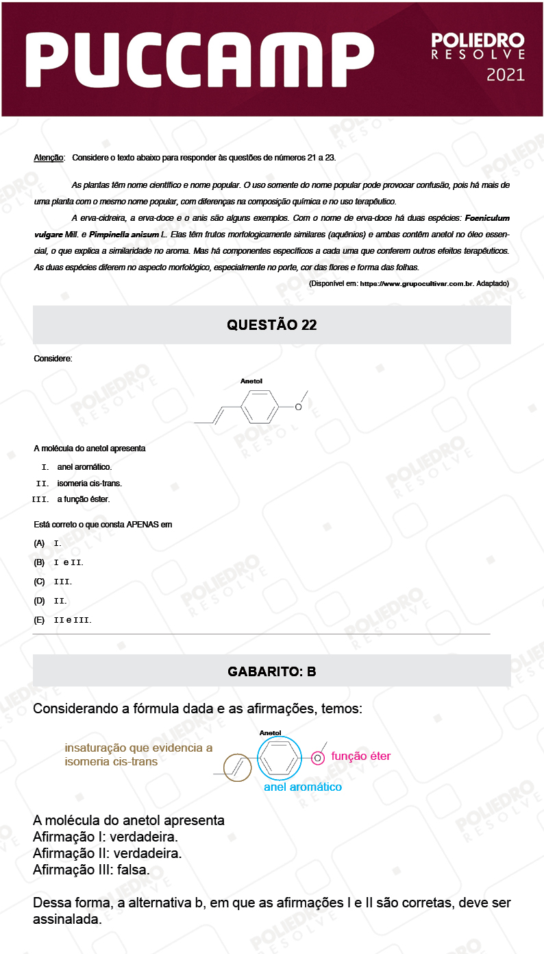 Questão 22 - Demais Cursos - PUC-Campinas 2021