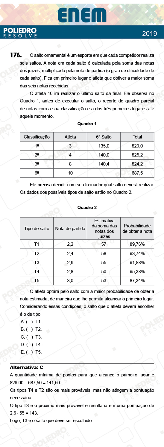 Questão 176 - 2º Dia - Prova AZUL - ENEM 2018