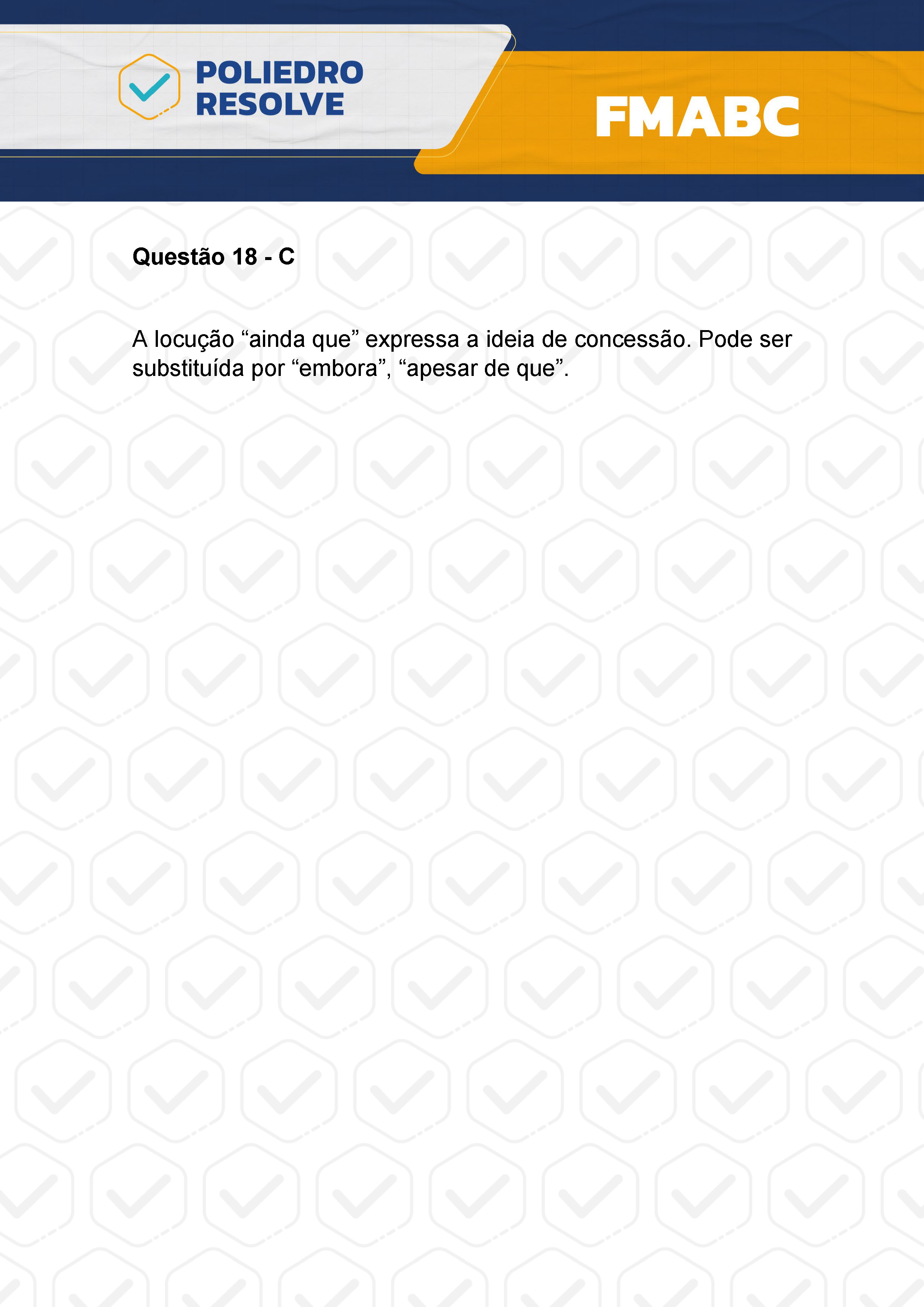 Questão 18 - Fase única - FMABC 2024