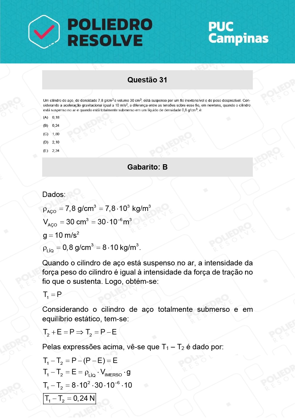 Questão 31 - Demais cursos - PUC-Campinas 2022